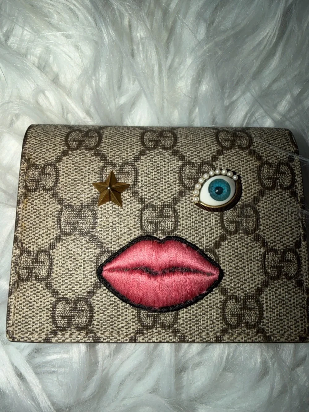 GUCCI GG SURPREME MONOGRAM FACE WALLET BEIGE/PINK - Picture 2 of 15
